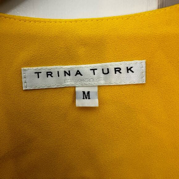 Trina Turk Sleeveless Top Full Front Zip Butter Yellow Medium Lux Woven Womens - Picture 2 of 6